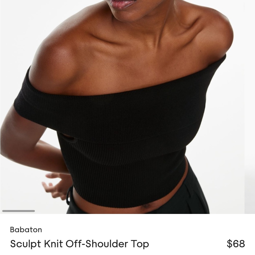 Black ARITZIA Babaton Sculpt Knit Off-Shoulder Top